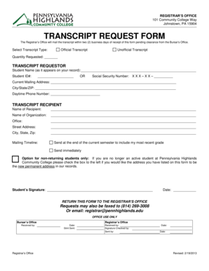Transcript Request Form