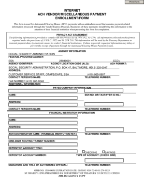 ACH Vendor Payment Enrollment Form