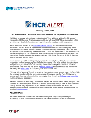 IRS Form 720 PCORI Fee Update