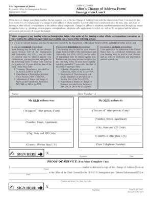 Alien’s Change of Address Form