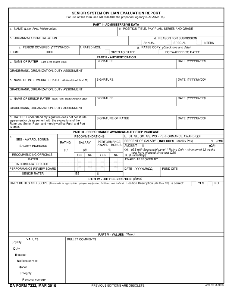 Da Form 7246 Fillable Printable Forms Free Online