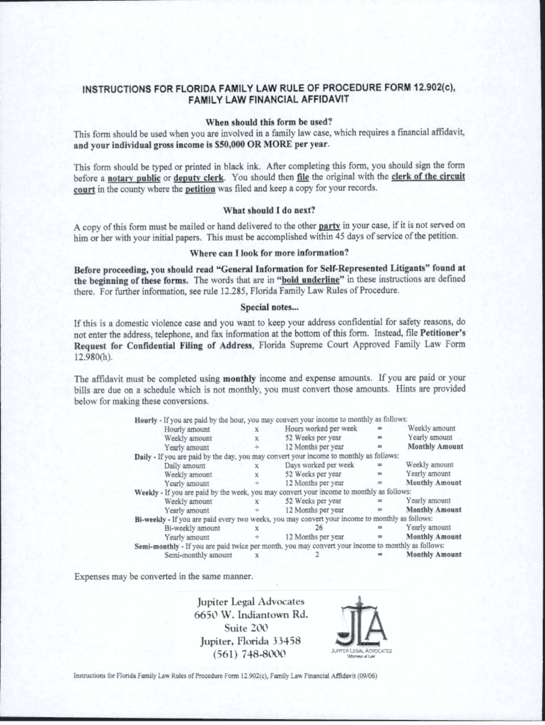Fillable Online FL Financial Affidavit Long Form Fax Email Print ...