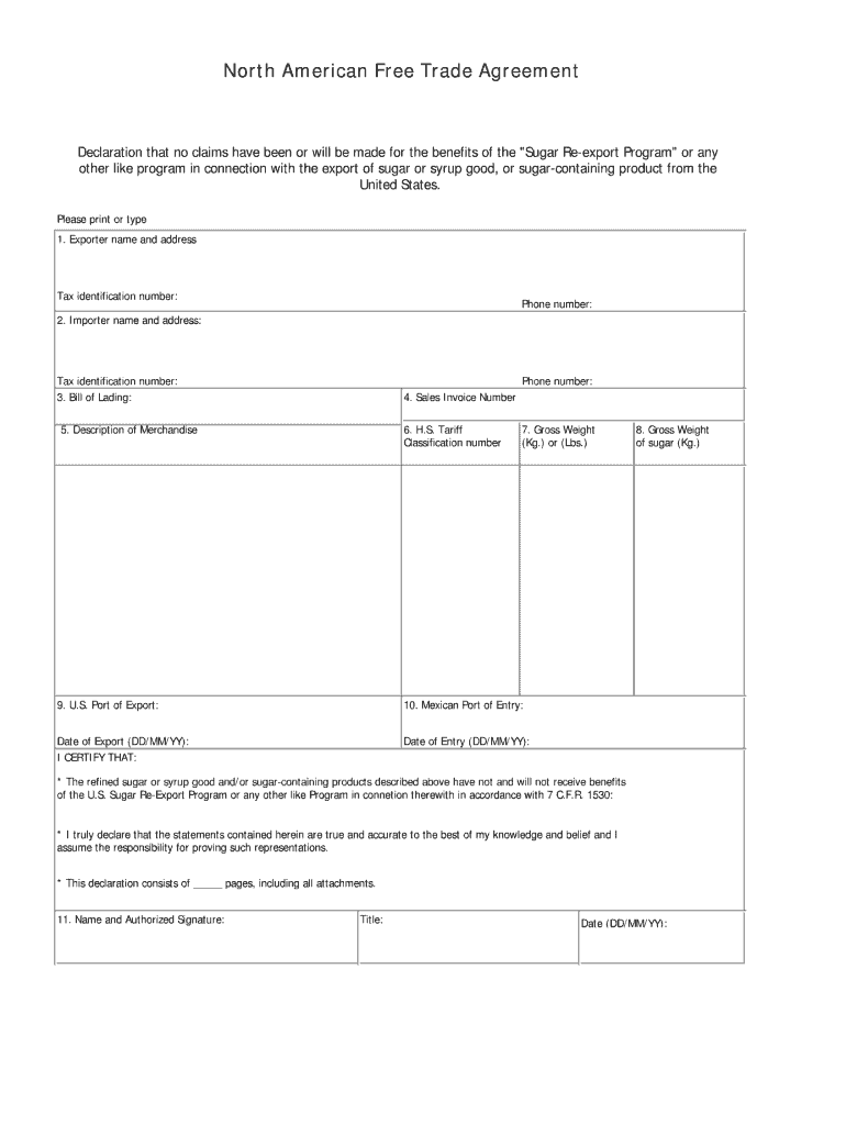 Fastest Nafta Trade Agreement Form With Nafta Certificate Template