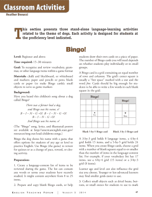 Bingo Language Learning Activity