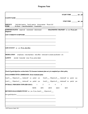 Progress Note Form