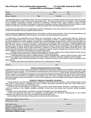 City of Prescott Accident Waiver and Release of Liability