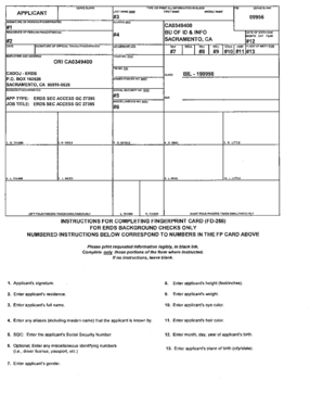 FBI Fingerprint Card for Background Check