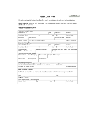 Patient Claim Form