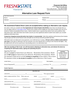Alternative Loan Request Form
