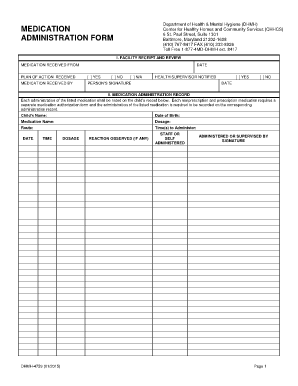Maryland Medication Administration Form