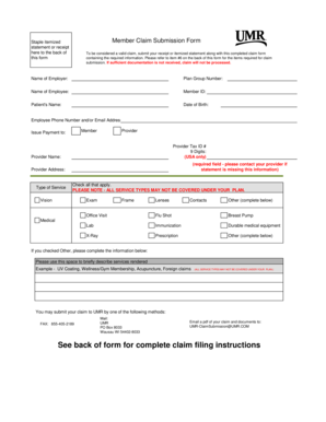 UMR Member Claim Submission Form