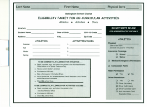 Bellingham School District Co-Curricular Activities Eligibility Packet