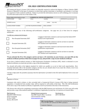 CDL Self-Certification Form