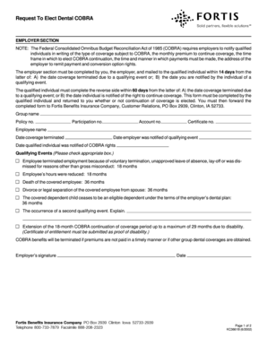 COBRA Dental Election Form