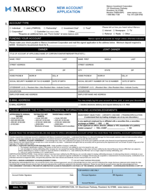 Marsco Investment Corporation New Account Application