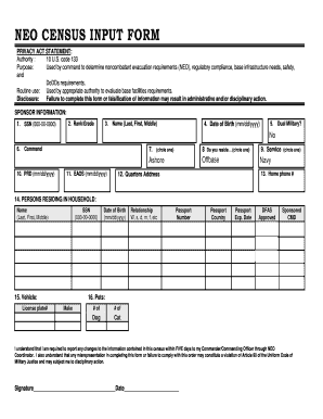 NEO Census Input Form