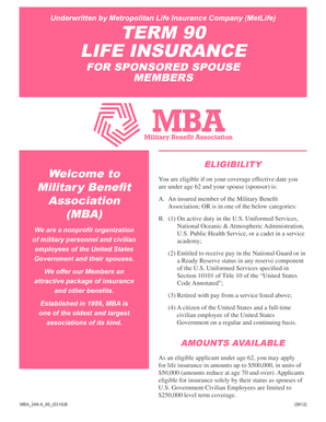 Sponsored Spouse Term 90 Life Insurance Enrollment Form