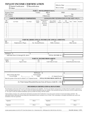 Tenant Income Certification Form