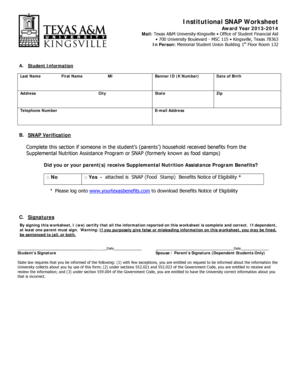 SNAP Verification Worksheet