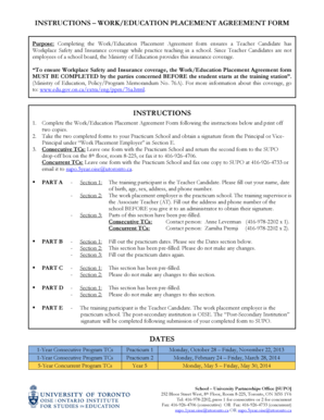 Work/Education Placement Agreement Form