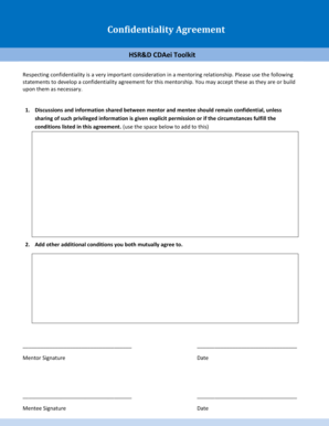 Confidentiality Agreement for Mentorship