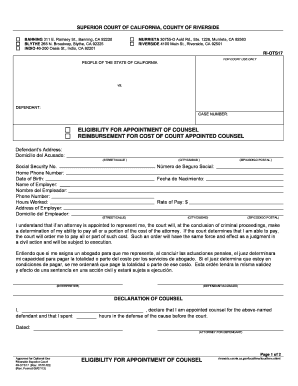 California Court Appointment of Counsel Form