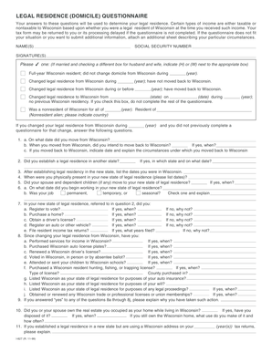 What are the 4 types of questionnaires in research - Your answers to these questions will be used to determine your legal residence - revenue wi