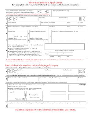 US Voter Registration Postcard Form