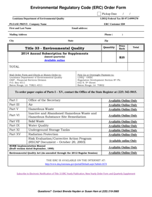 Louisiana ERC Order Form