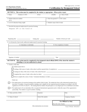 Form I-538 Certification by Designated School