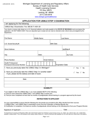 USMLE Step 3 Application Form