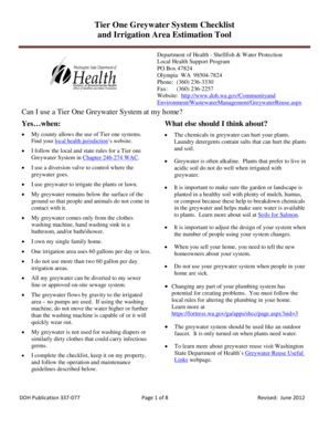 Washington State Tier One Greywater System Checklist