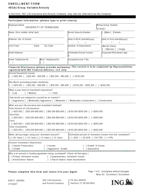 ING 403(b) Group Variable Annuity Enrollment Form