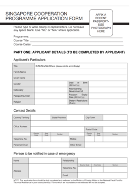 Singapore Cooperation Programme Application Form