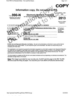 Form 990-N E-Postcard