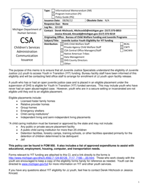 Michigan Youth In Transition Funding Eligibility Checklist
