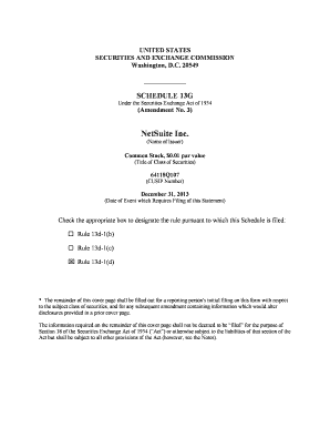 Schedule 13G Filing for NetSuite Inc.