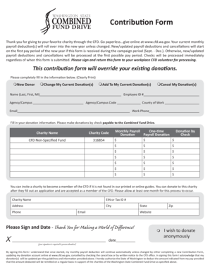 Washington State Combined Fund Drive Contribution Form