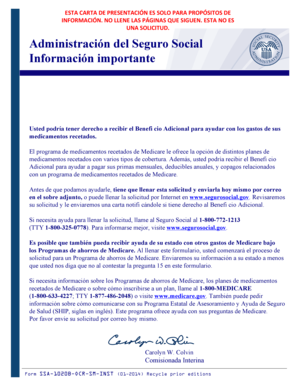 Administraci n del seguro social informaci n importante. usted podr a tener derecho a recibir el benefi cio adicional para ayudar con los gastos de sus - ssa