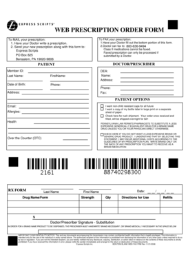 Web Prescription Order Form
