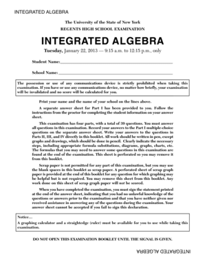 Integrated Algebra Regents Exam