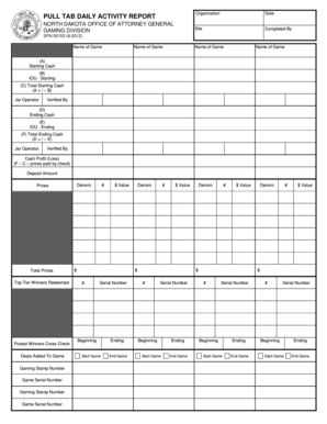 SFN50153 Pull Tab Daily Activity Report - ag nd