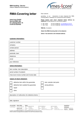 RMA-Begleitschreiben