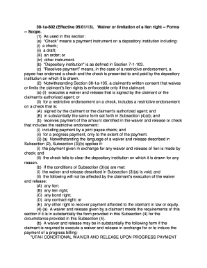Utah Conditional Waiver and Release Upon Progress Payment