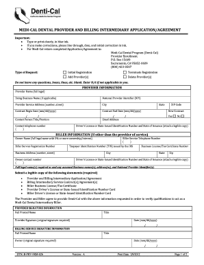 Medi-Cal Dental Provider and Billing Intermediary Application Agreement