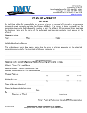 VP 019 Erasure Affidavit