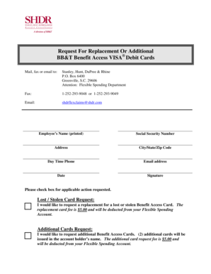 BB&T Benefit Access VISA Debit Card Replacement Request