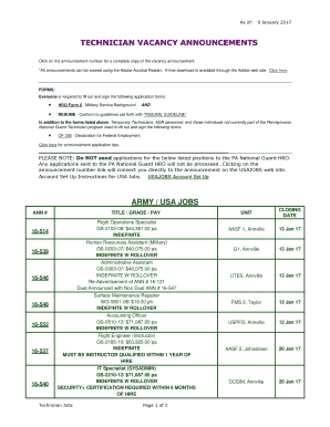 Technician vacancy announcements