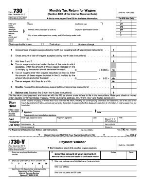 IRS Form 730 Monthly Tax Return for Wagers
