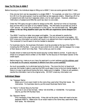 how to fill out a 4506t form